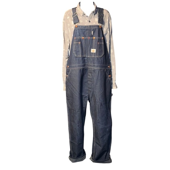 Round House Men’s Bib Overalls 40X30 Dark Blue 100% Cotton Straight Leg NWOT - Picture 2 of 10